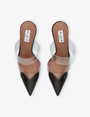 ALAÏA WOMENS KHAKI CŒUR 90 PATENT-LEATHER HEELED MULES EUR 37.5 / 4.5 UK 