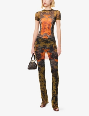 Jean Paul Gaultier Women The Medaillon Print Mesh Trousers In Multi
