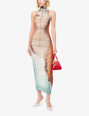 JEAN PAUL GAULTIER: Printed sleeveless Woven Midi Dress