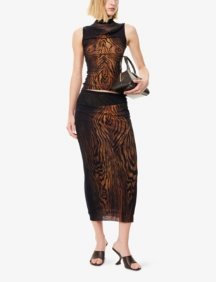 JEAN PAUL GAULTIER: Printed Slim-Fit Woven Midi Skirt