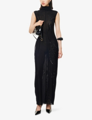 Jean Paul Gaultier Sheer Fabric Sequin Embellishments High Neckline In Black