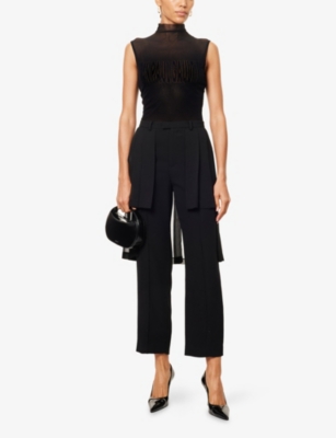 JEAN PAUL GAULTIER: Velvet Sleeveless Stretch-Woven Bodysuit