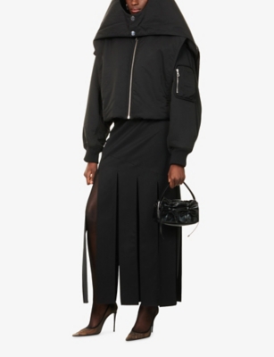 Jean Paul Gaultier Womens Black Crop Relaxed-fit Woven Jacket In Black