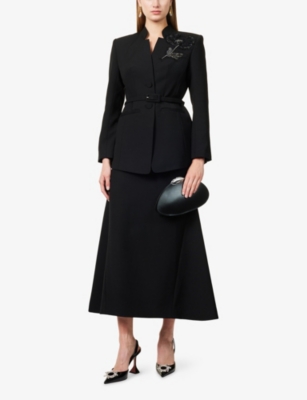 Huishan Zhang Womens Black Kieran Floral-embellished Woven Jacket