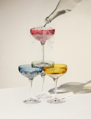 Waterford Mixology Mixed Large Coupe Crystal Glasses 280ml Set Of Four In Multi