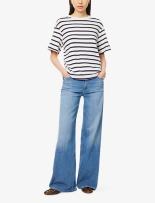 Citizen Of Humanity Womens Goldie Stripe-print Cotton-blend T-shirt Azure Stripe