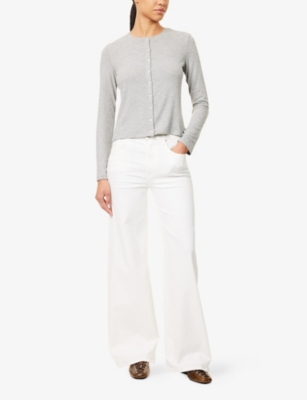 CITIZENS OF HUMANITY WOMENS SOFT WHITE LYRA WIDE-LEG CROPPED DENIM JEANS 