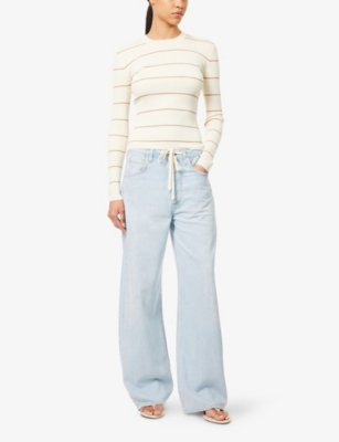 Shop Citizens Of Humanity Womens Portola (lt Indigo) Brynn Drawstring Wide-leg Denim Jeans