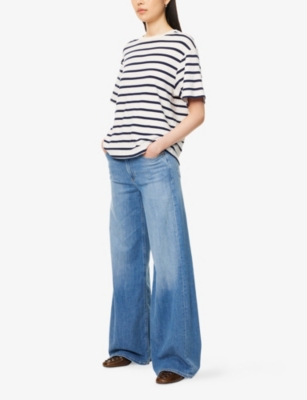 CITIZENS OF HUMANITY WOMENS BHODI (MD INDIGO) LYRA WIDE-LEG CROPPED DENIM JEANS 
