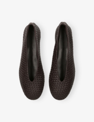 Bottega Veneta Womens Rosa Leather Ballet Flats Brown Eur 42/ 9 Uk In Brown