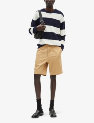 The Kooples Mens Beige Drawstring-waist Regular-fit Stretch-cotton Shorts In Brown