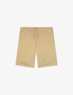 The Kooples Mens Beige Drawstring-waist Regular-fit Stretch-cotton Shorts In Brown