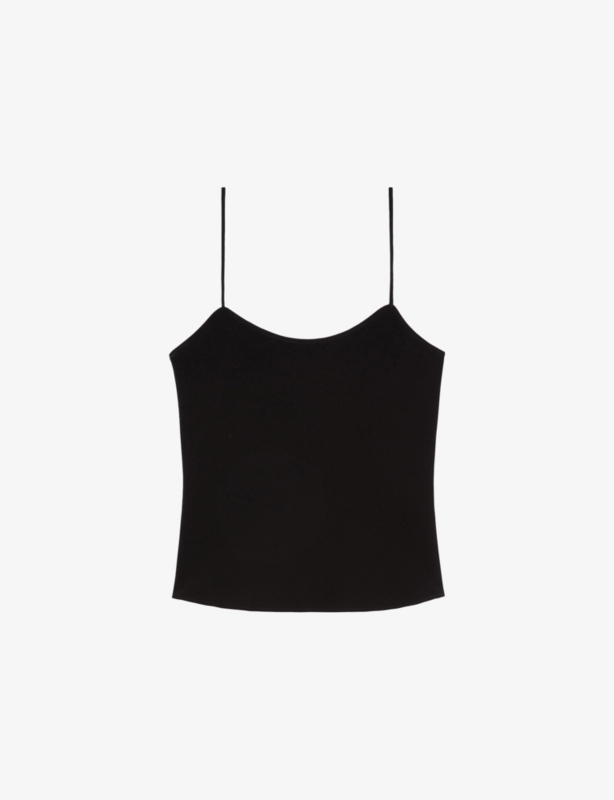 Round-Neck Narrow-Strap Woven Cami Top