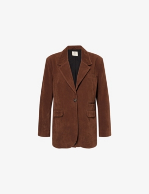 Free People Womens Brown Paper Cut Vegan Blazer