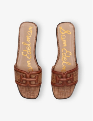 Sam Edelman Womens  Irina Branded-strap Leather And Woven Sandals