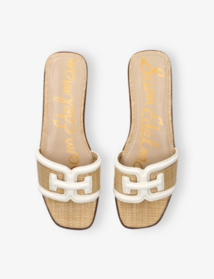 SAM EDELMAN: Irina Branded-Strap Leather and Woven Sandals