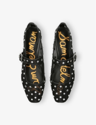 SAM EDELMAN WOMENS SAM EDELMAN MICHAELA RHINESTONE-EMBELLISHED MESH BALLET FLATS 