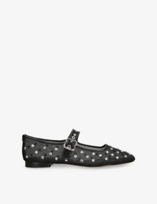 Sam Edelman Womens  Michaela Rhinestone-embellished Mesh Ballet Flats