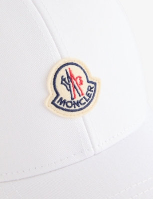 Moncler Mens Logo-patch Cotton Baseball Cap Natural In White