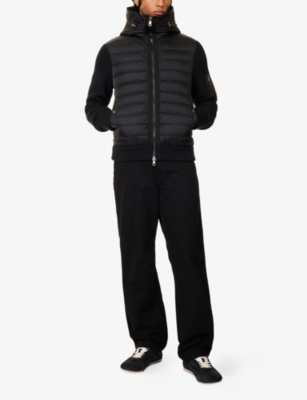 Moncler Mens Black Hybrid Padded Knitted Cardigan Xxl In Blue