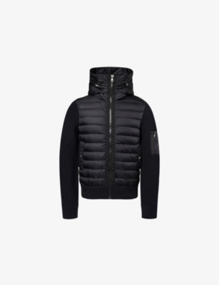 Moncler Mens Black Hybrid Padded Knitted Cardigan Xxl In Blue