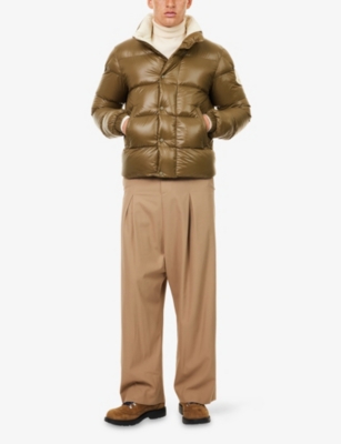 Moncler Mens Dark Green Tripiti Relaxed-fit Shell-down Jacket In Brown