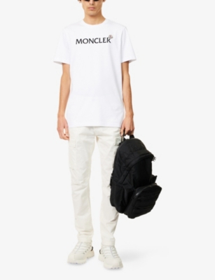 MONCLER: Flocked-Logo Badge Short-Sleeve Cotton-Jersey T-Shirt