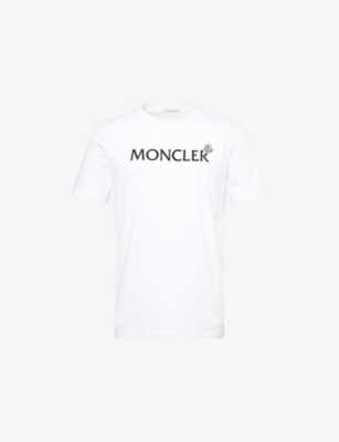 MONCLER: Flocked-Logo Badge Short-Sleeve Cotton-Jersey T-Shirt