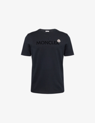 MONCLER: Flocked-Logo Badge Short-Sleeve Cotton-Jersey T-Shirt