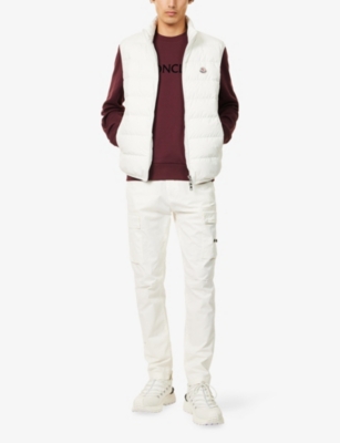 Moncler Mens Natural Contrin Brand-badge Shell-down Gilet In White
