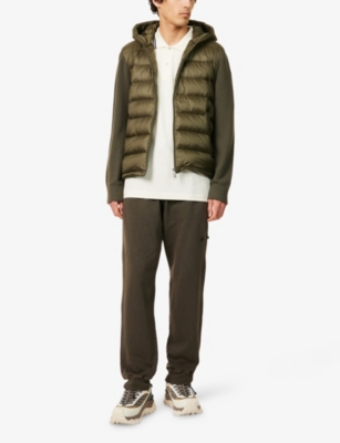 Moncler Mens Olive Hybrid Tricot Hooded Wool Knit Cardigan In Green