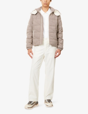 MONCLER: Psyllos Houndstooth Wool And Cotton Blend Down Jacket