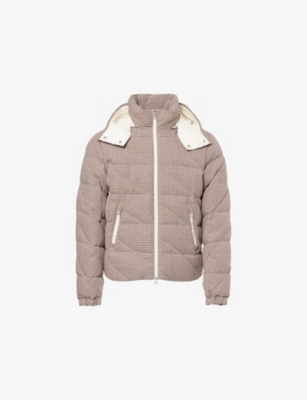 MONCLER: Psyllos Houndstooth Wool And Cotton Blend Down Jacket