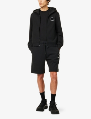 MONCLER: Zip-Up Flocked-Appliqué Cotton-Jersey Hoody