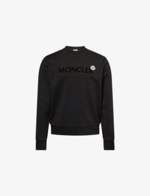 Moncler Crew Neck Cotton Sweatshirt In Black