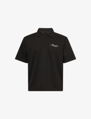 MONCLER: Script Logo-Embroidery Short-Sleeve Cotton-Jersey Polo Shirt