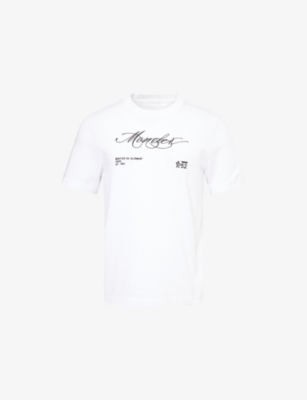 MONCLER: Script-Embroidery Short-Sleeve Cotton-Jersey T-Shirt
