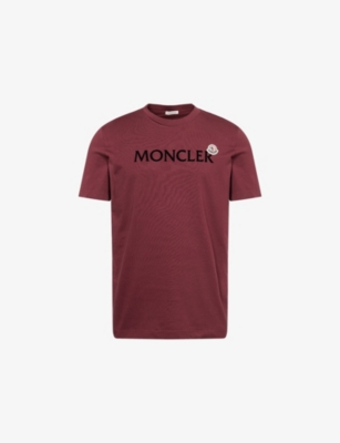 Moncler Mens Miscellaneous Flocked-logo Badge Short-sleeve Cotton-jersey T-shirt Xxl In Red