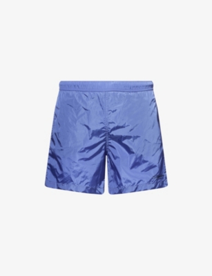 MONCLER: Embroidered-Script Relaxed-Fit Swim Shorts