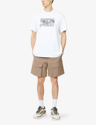 Moncler Mens White Graphic-print Crewneck Cotton T-shirt In White