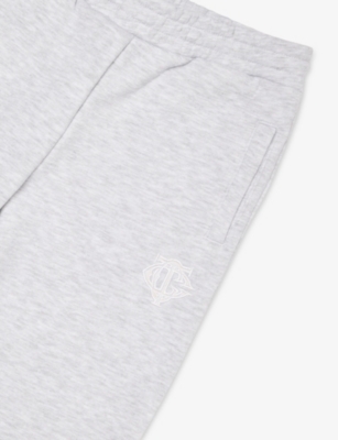 The Couture Club Greymarl Applique-logo Relaxed-fit Cotton-blend Jogging Bottoms 1 In Gray