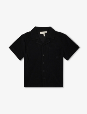 The Couture Club Kids' Black Junior Ribbed Stretch-woven Shirt 1-9