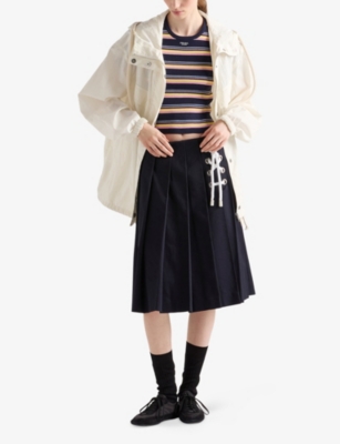 Prada Womens Blue Striped Knitted Cotton Jumper