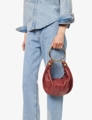 Chloé Womens Brunet Pink Bracelet Small Leather Hobo Bag