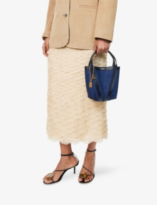 Chloé Womens Submarine Blue Spin Small Denim And Leather Tote Bag