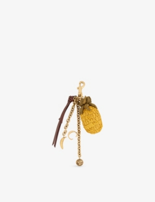 Chloé Womens Sunset Yellow Pineapple Raffia Bag Charm