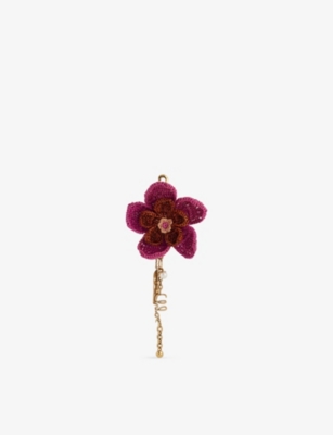 Chloé Womens Crushed Violet Flower Raffia And Metal Bag Charm In Red