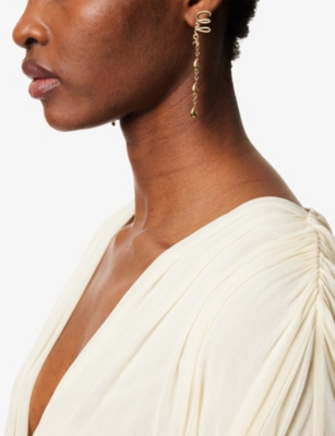 CHLOÉ WOMENS VINTAGE GOLD SCRIYELLOW GOLD-PLATED BRASS DROP EARRINGS 