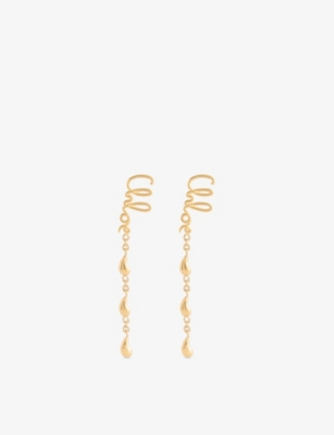 CHLOÉ WOMENS VINTAGE GOLD SCRIYELLOW GOLD-PLATED BRASS DROP EARRINGS 