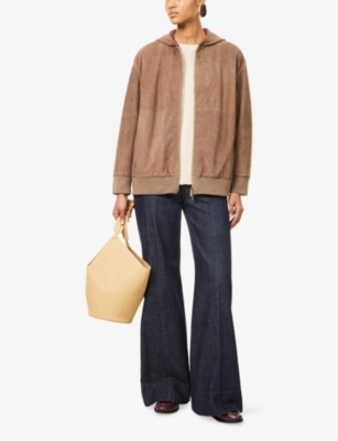 S MAX MARA: Zeno Hooded Suede Jacket